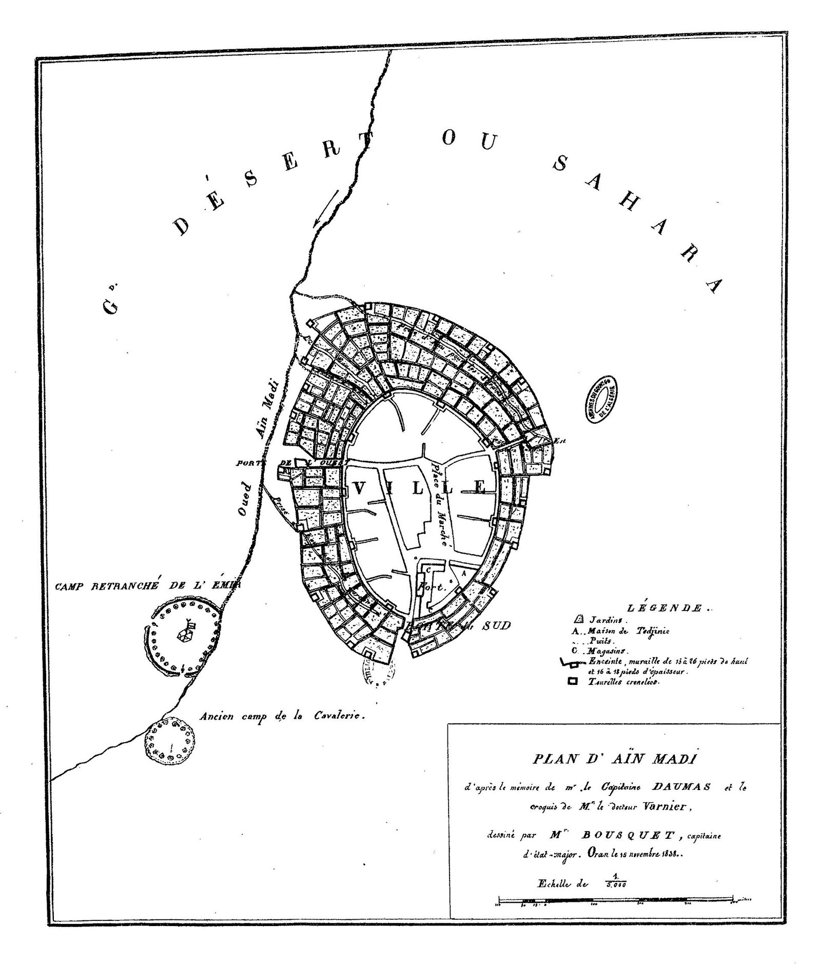 Plan historique d’Aïn Madhi en 1838